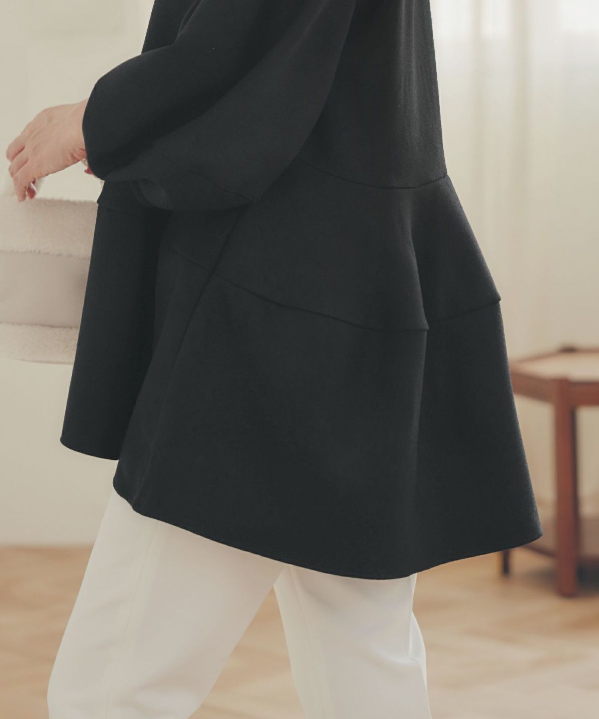 手洗い可 オフィス オケージョン シンプル かわいい きれいめ おしゃれ 白 黒 アンチピリング 日本製 体型カバー ジョイントスペース