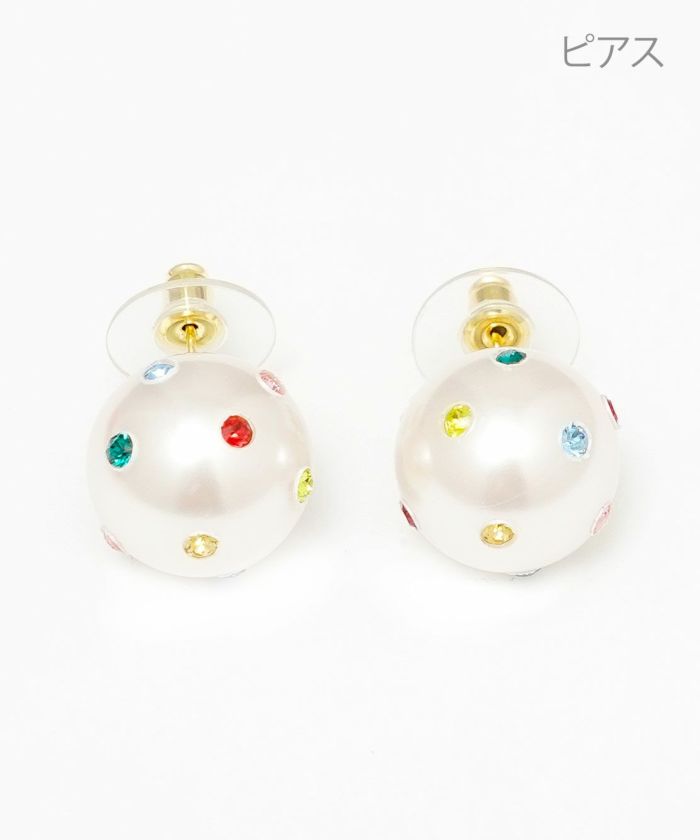 カラフル ストーン ワンポイント ピアス イヤリング Colorful Stone One Point Pierce Earring