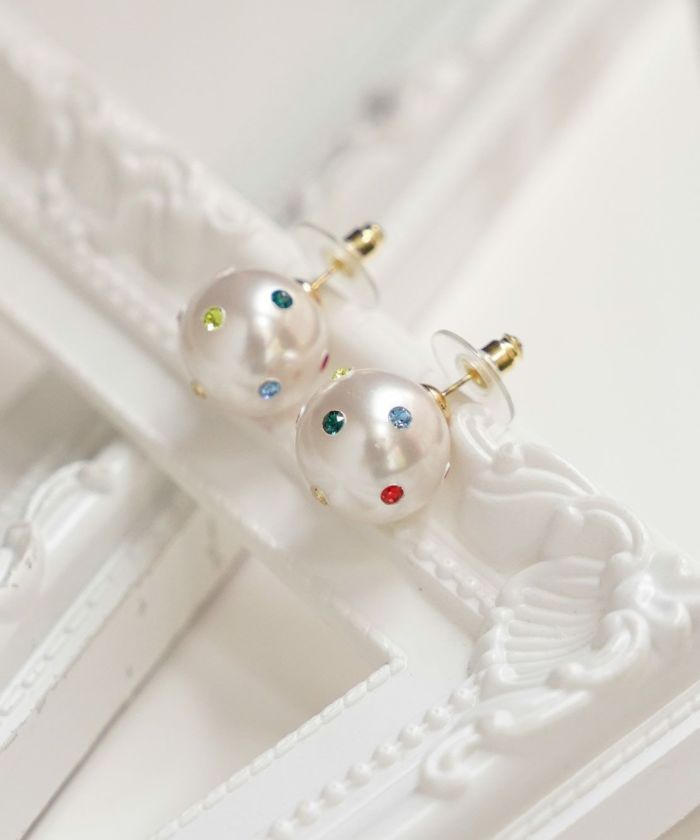 カラフル ストーン ワンポイント ピアス イヤリング Colorful Stone One Point Pierce Earring
