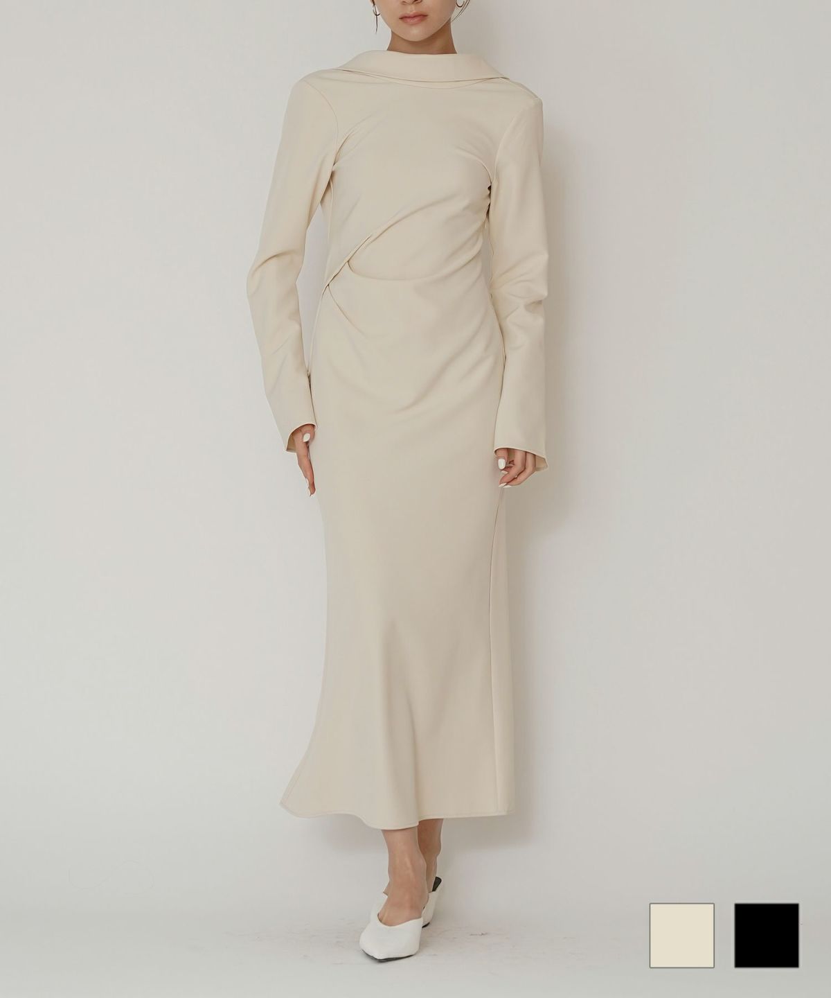 ロールカラー バックコンシャス ワンピース KINO THE KEI