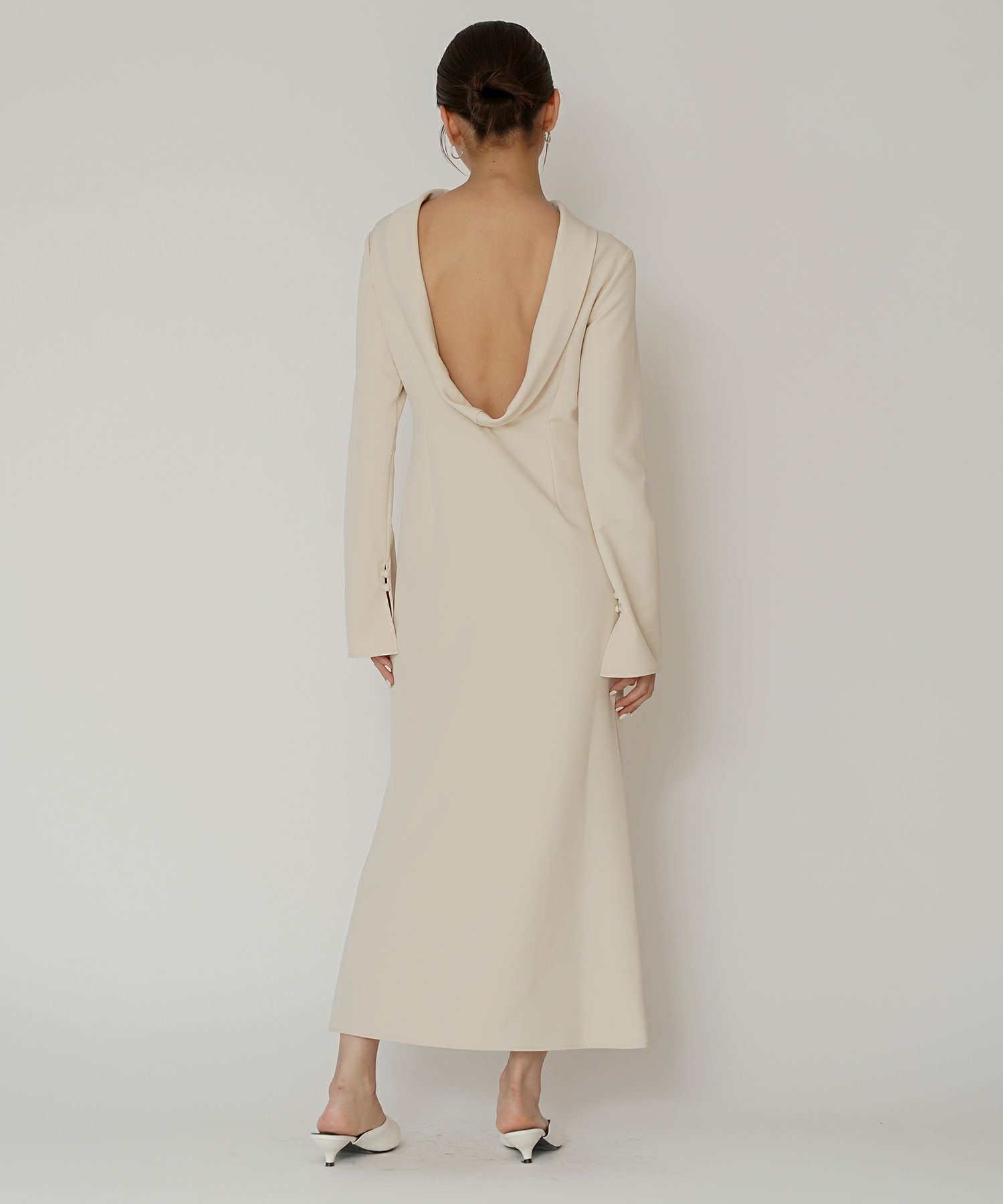 結婚式 フォーマル ディナー バックオープン パーティードレス 二次会 前撮り モード Iライン タイト 韓国風 綺麗め 細見え カジュアル KINO THE KEI