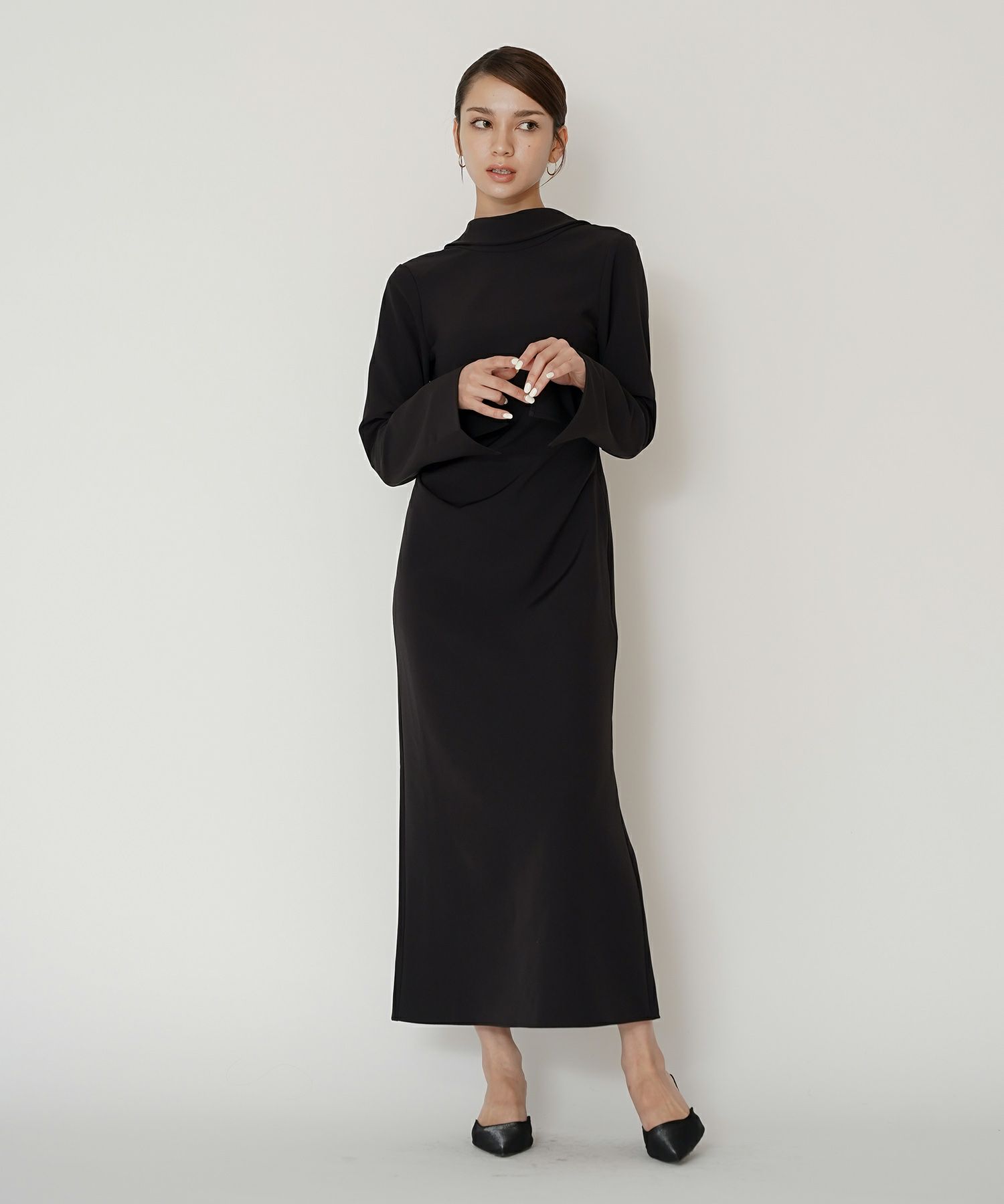 結婚式 フォーマル ディナー バックオープン パーティードレス 二次会 前撮り モード Iライン タイト 韓国風 綺麗め 細見え カジュアル KINO THE KEI