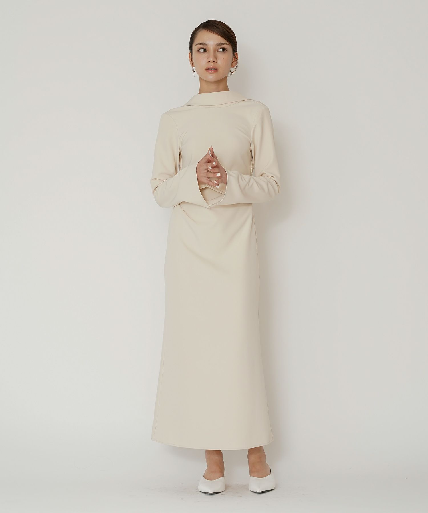 結婚式 フォーマル ディナー バックオープン パーティードレス 二次会 前撮り モード Iライン タイト 韓国風 綺麗め 細見え カジュアル KINO THE KEI