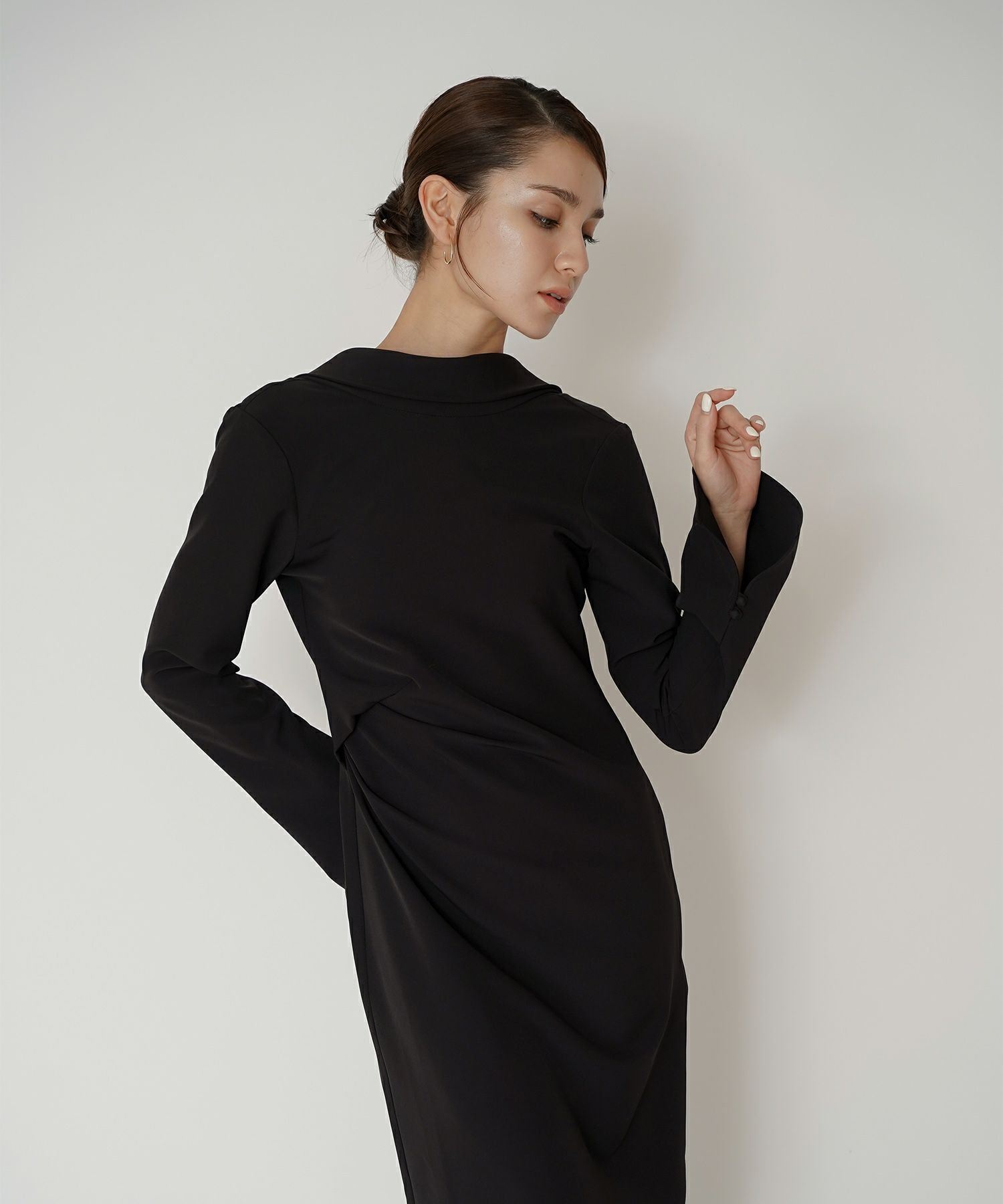 結婚式 フォーマル ディナー バックオープン パーティードレス 二次会 前撮り モード Iライン タイト 韓国風 綺麗め 細見え カジュアル KINO THE KEI