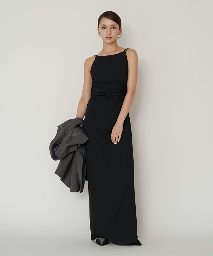 フィットネス バックオープンワンピ 海外 ロング丈 リゾートワンピ パーティ ディナー タイトワンピース 韓国風 綺麗め 細見え カジュアル KINO THE KEI