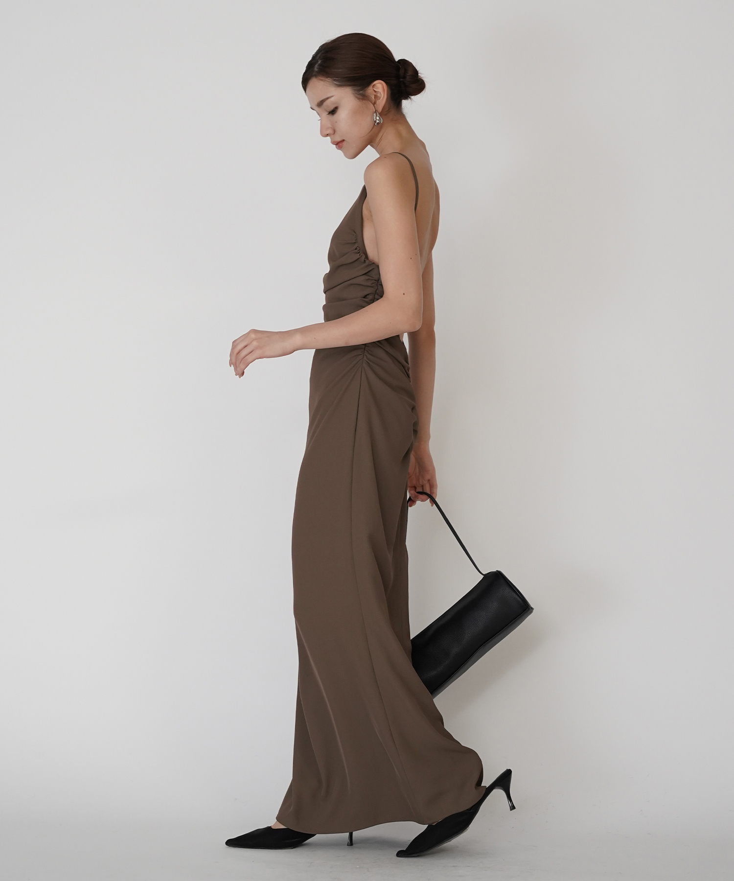 フィットネス バックオープンワンピ 海外 ロング丈 リゾートワンピ パーティ ディナー タイトワンピース 韓国風 綺麗め 細見え カジュアル KINO THE KEI