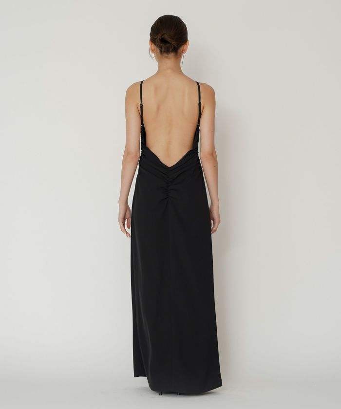 フィットネス バックオープンワンピ 海外 ロング丈 リゾートワンピ パーティ ディナー タイトワンピース 韓国風 綺麗め 細見え カジュアル KINO THE KEI