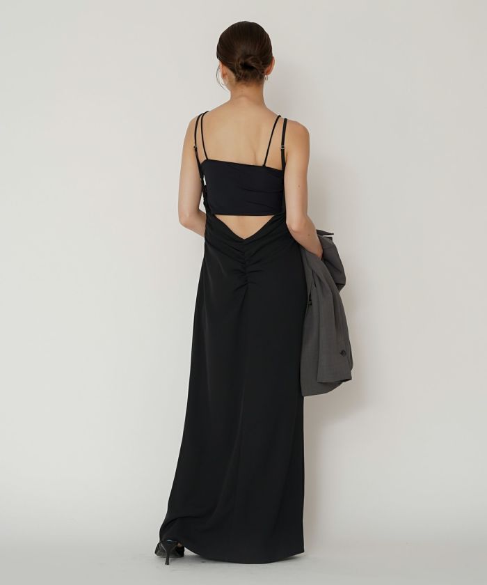 フィットネス バックオープンワンピ 海外 ロング丈 リゾートワンピ パーティ ディナー タイトワンピース 韓国風 綺麗め 細見え カジュアル KINO THE KEI