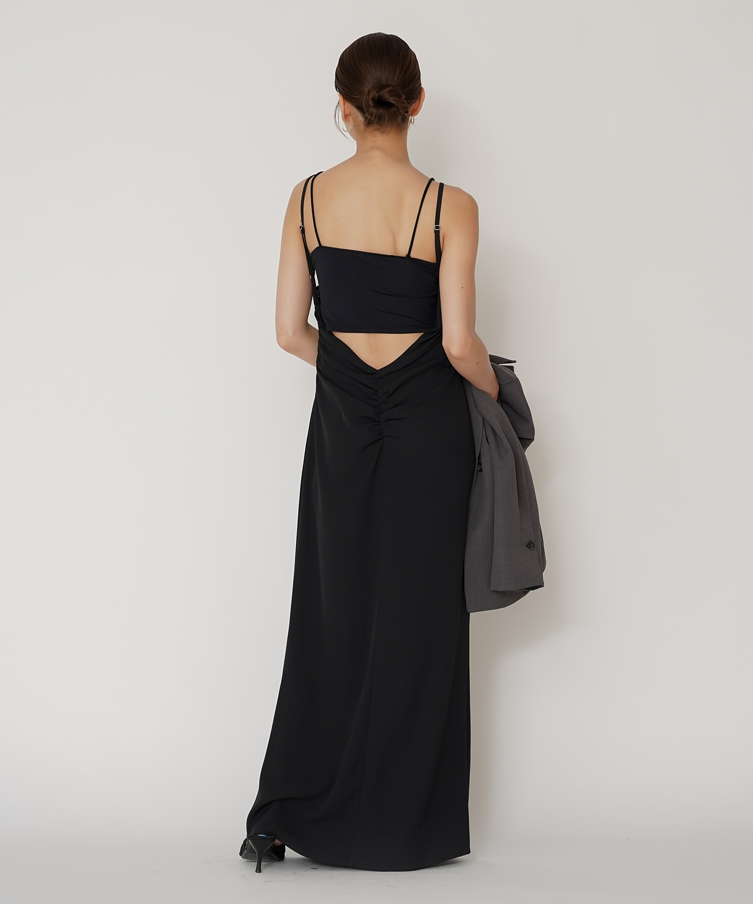 フィットネス バックオープンワンピ 海外 ロング丈 リゾートワンピ パーティ ディナー タイトワンピース 韓国風 綺麗め 細見え カジュアル KINO THE KEI