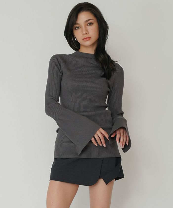 ミニスカート ショート丈 ミニボトム ウエストゴム 台形 タイトスカート 制服 韓国風 綺麗め 細見え カジュアル KINO THE KEI