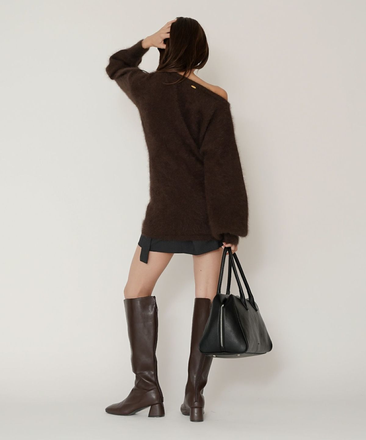 ミニスカート ショート丈 ミニボトム ウエストゴム 台形 タイトスカート 制服 韓国風 綺麗め 細見え カジュアル KINO THE KEI