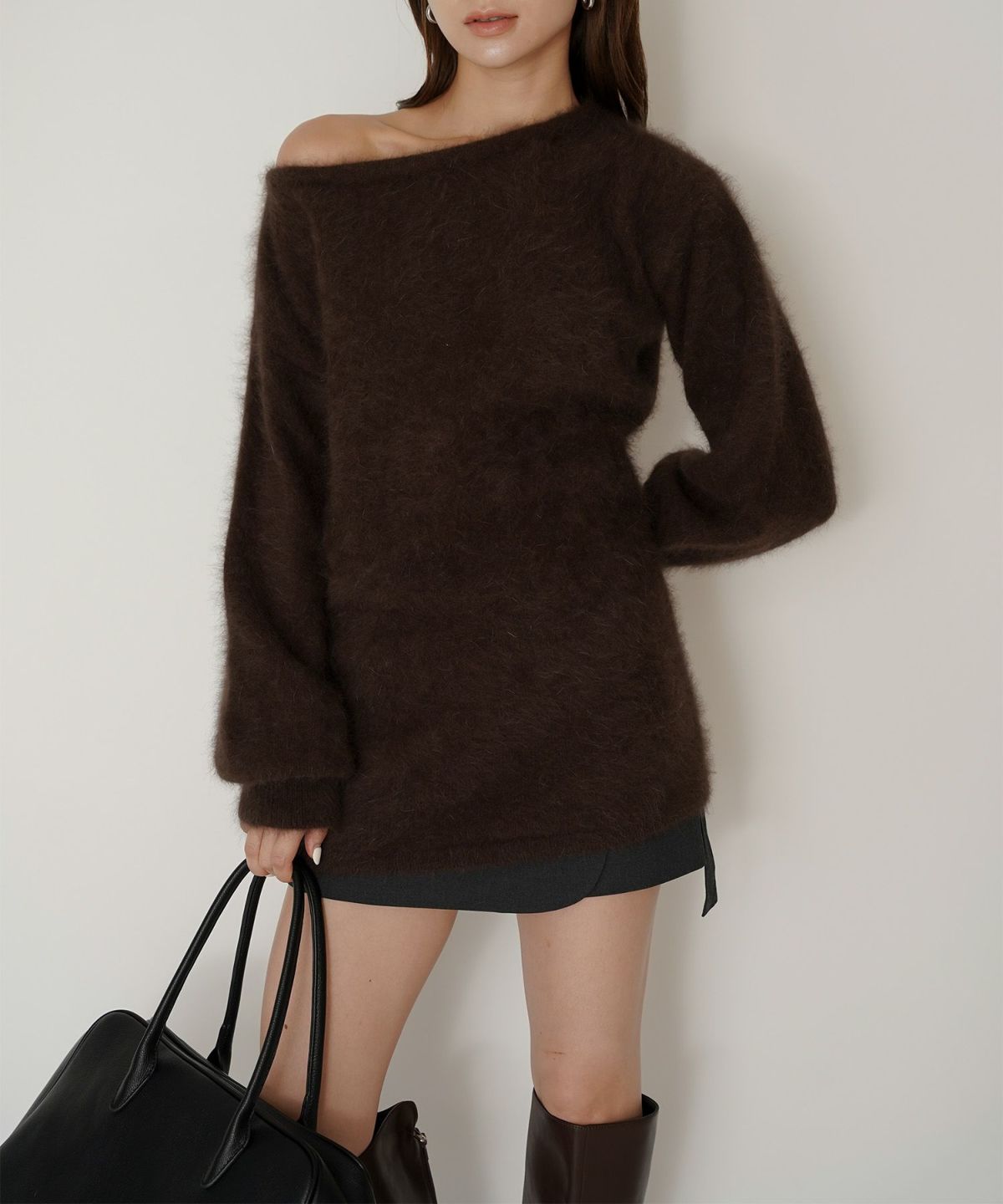 ミニスカート ショート丈 ミニボトム ウエストゴム 台形 タイトスカート 制服 韓国風 綺麗め 細見え カジュアル KINO THE KEI