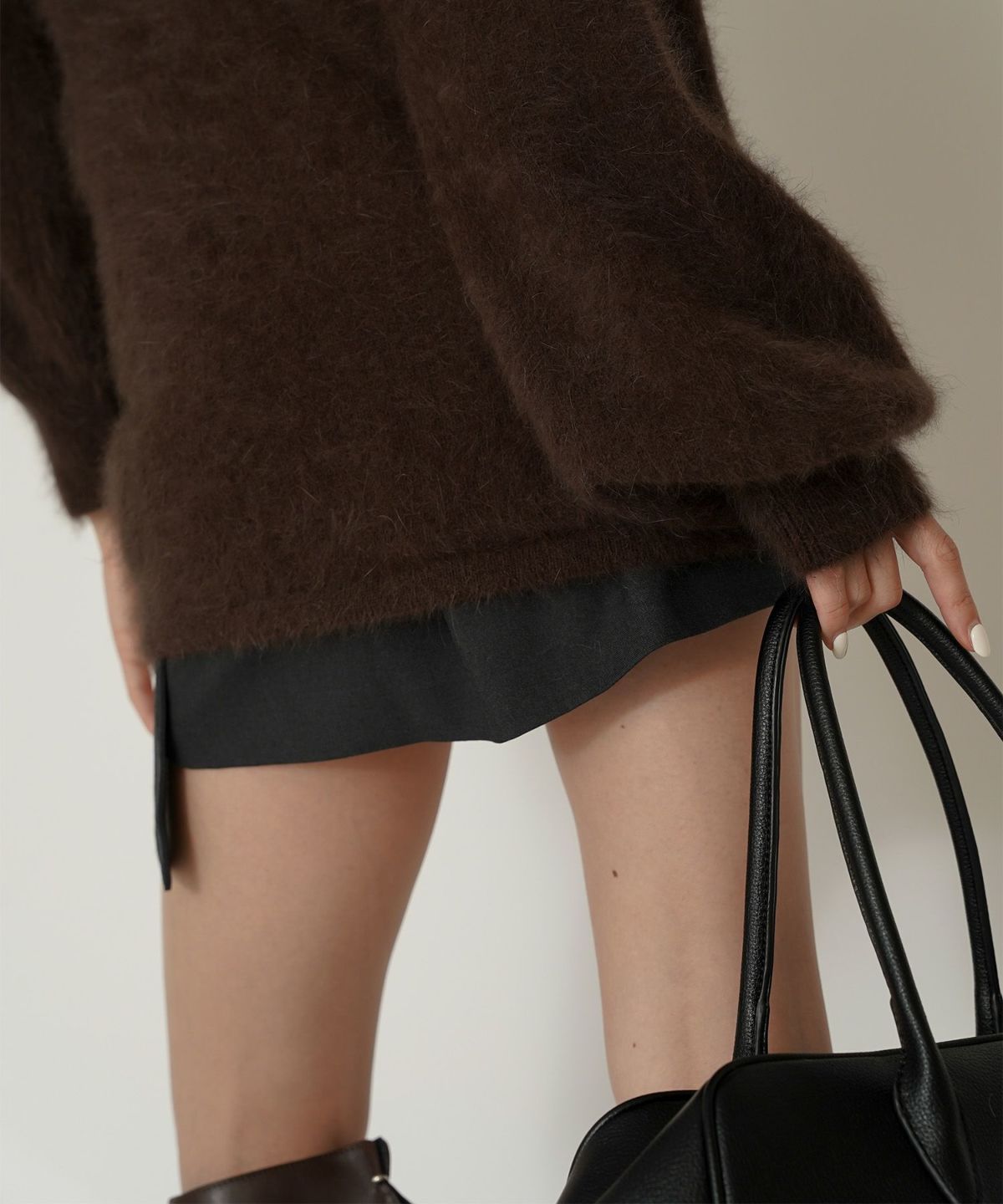 ミニスカート ショート丈 ミニボトム ウエストゴム 台形 タイトスカート 制服 韓国風 綺麗め 細見え カジュアル KINO THE KEI