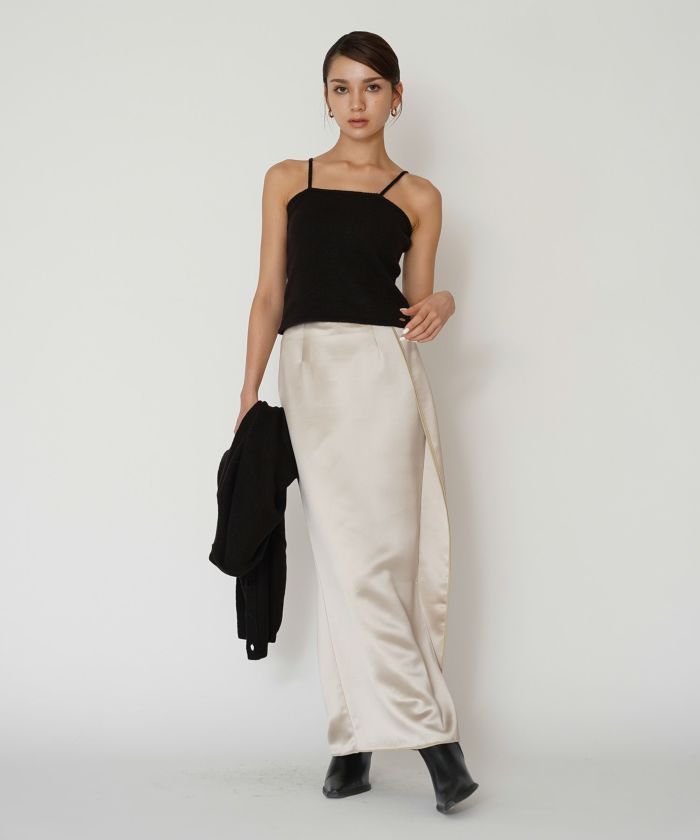 オフィス フォーマル デート サテンスカート Iラインスカート ロングスカート タイトスカート 韓国風 綺麗め 細見え カジュアル KINO THE KEI