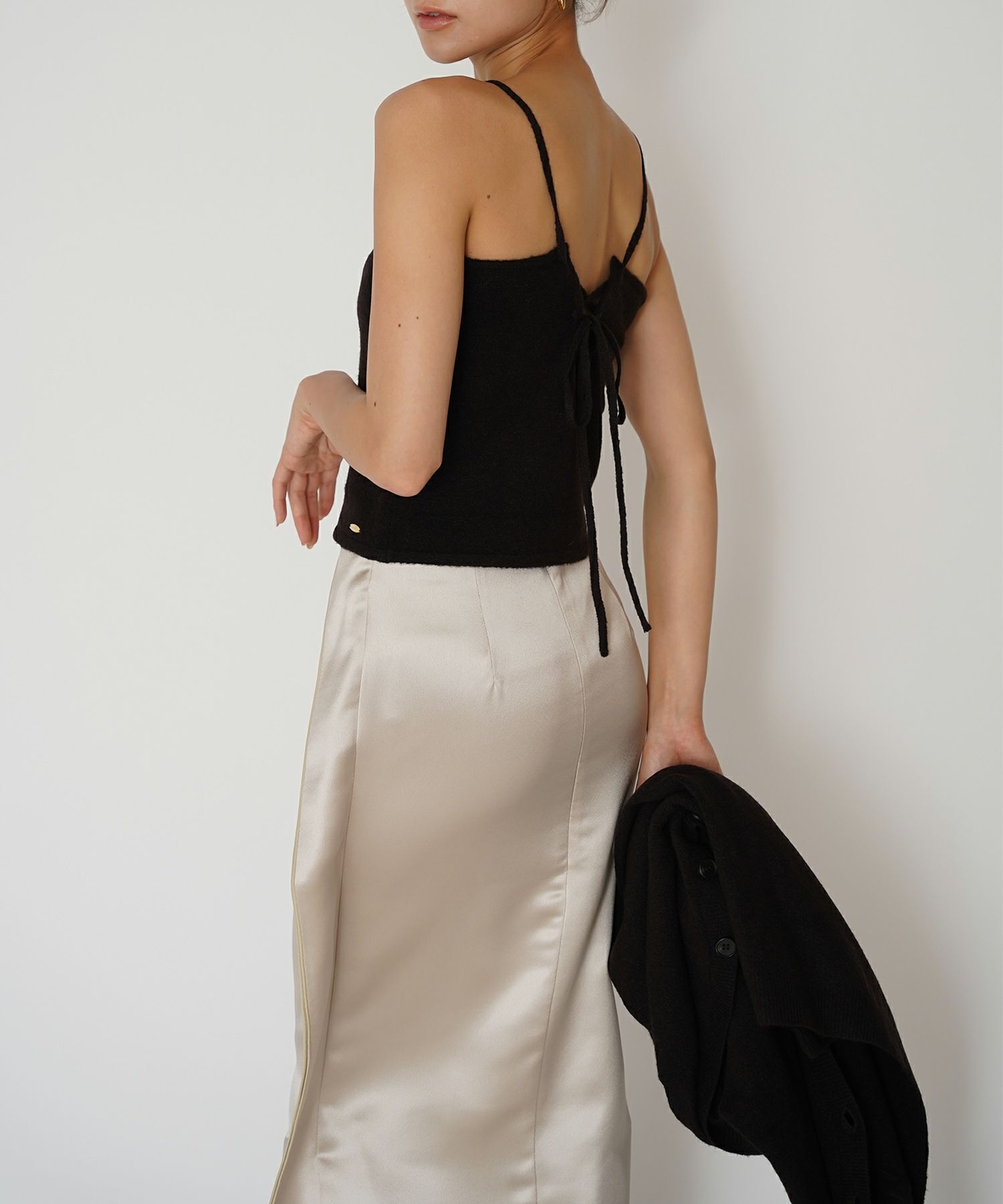 オフィス フォーマル デート サテンスカート Iラインスカート ロングスカート タイトスカート 韓国風 綺麗め 細見え カジュアル KINO THE KEI