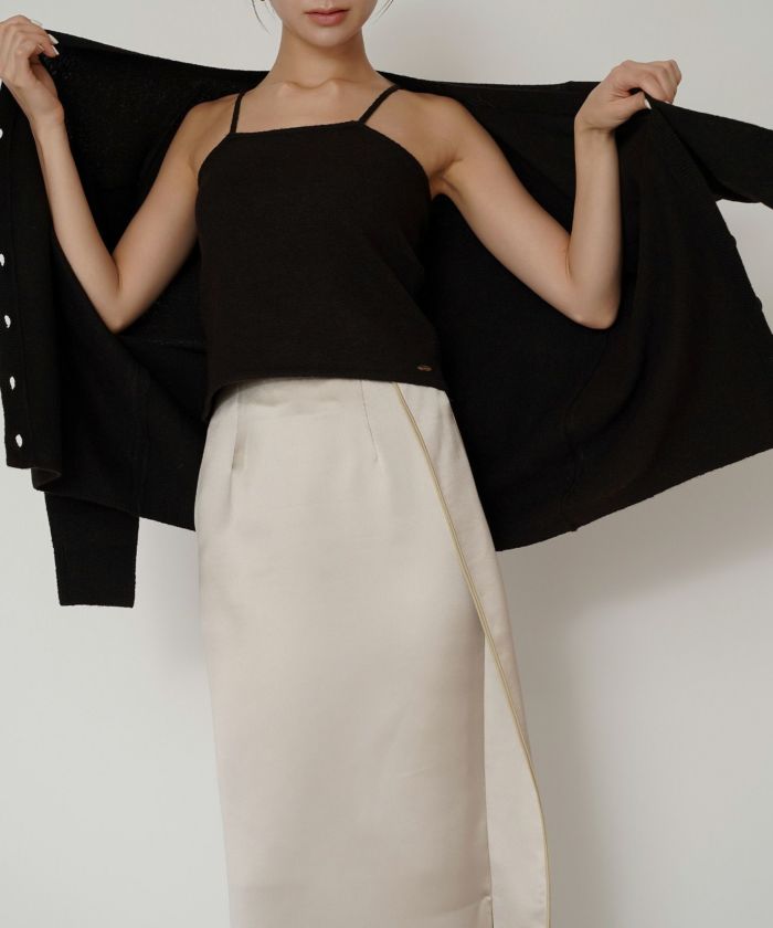 オフィス フォーマル デート サテンスカート Iラインスカート ロングスカート タイトスカート 韓国風 綺麗め 細見え カジュアル KINO THE KEI