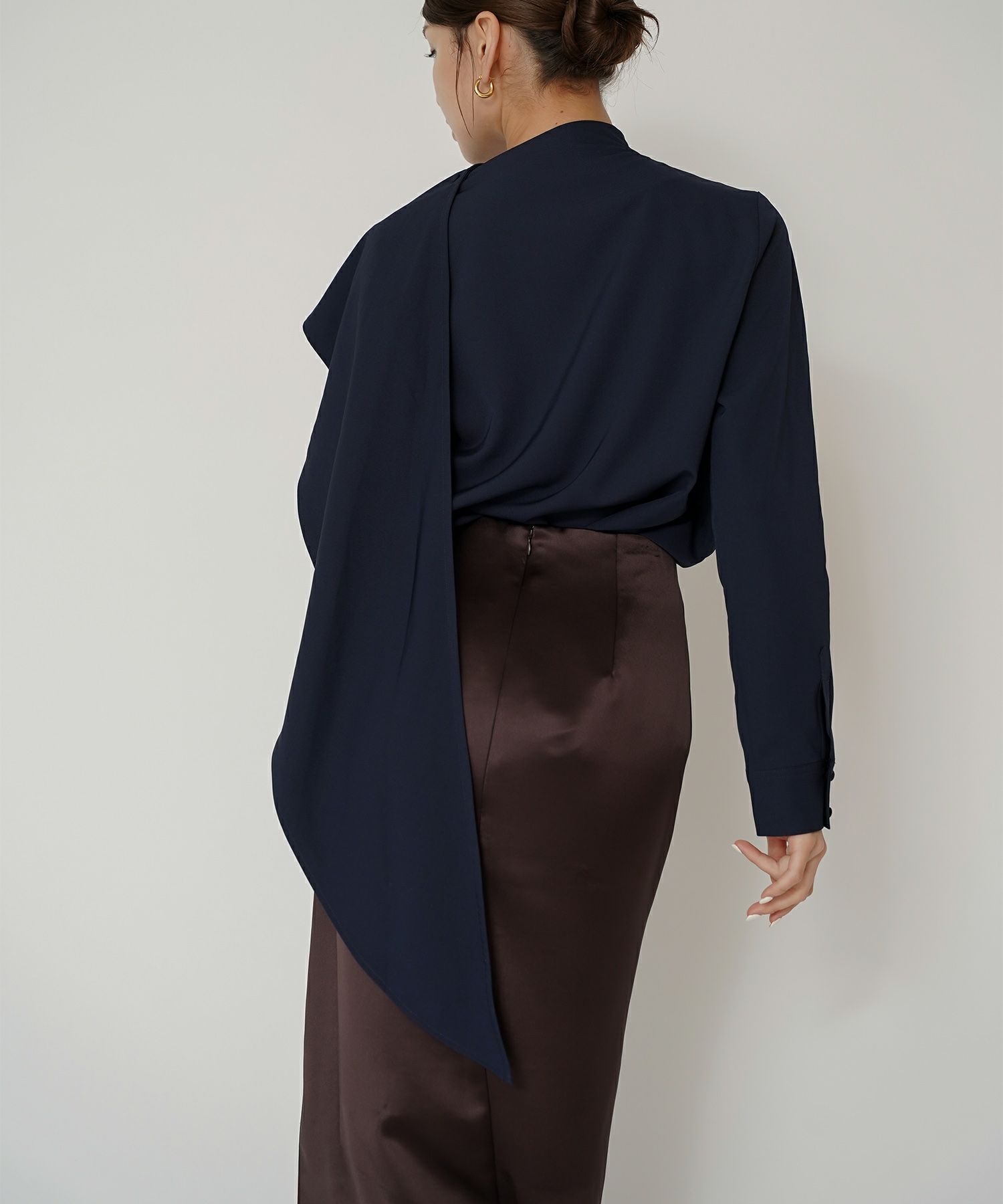 オフィス フォーマル デート サテンスカート Iラインスカート ロングスカート タイトスカート 韓国風 綺麗め 細見え カジュアル KINO THE KEI