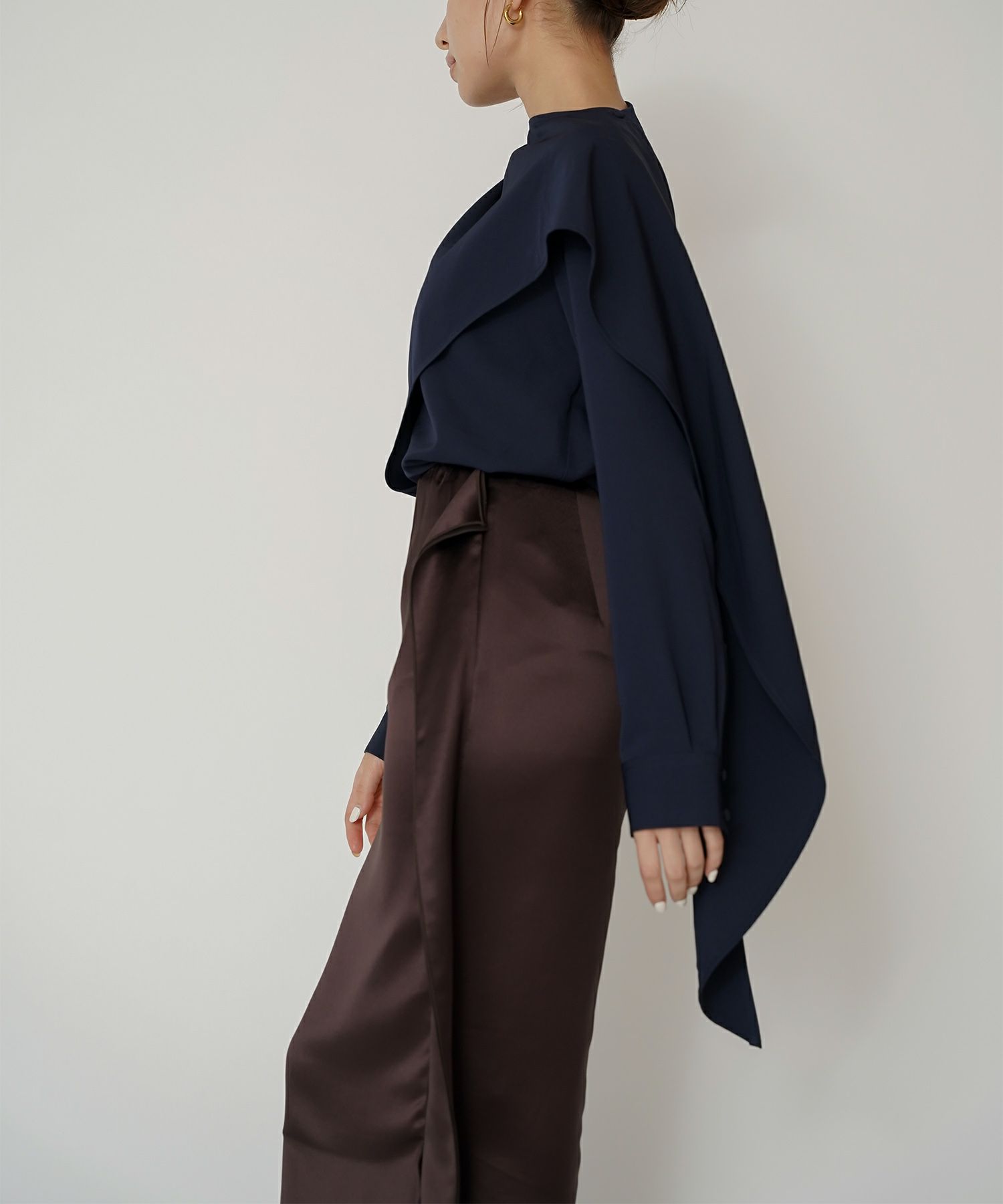 オフィス フォーマル デート サテンスカート Iラインスカート ロングスカート タイトスカート 韓国風 綺麗め 細見え カジュアル KINO THE KEI