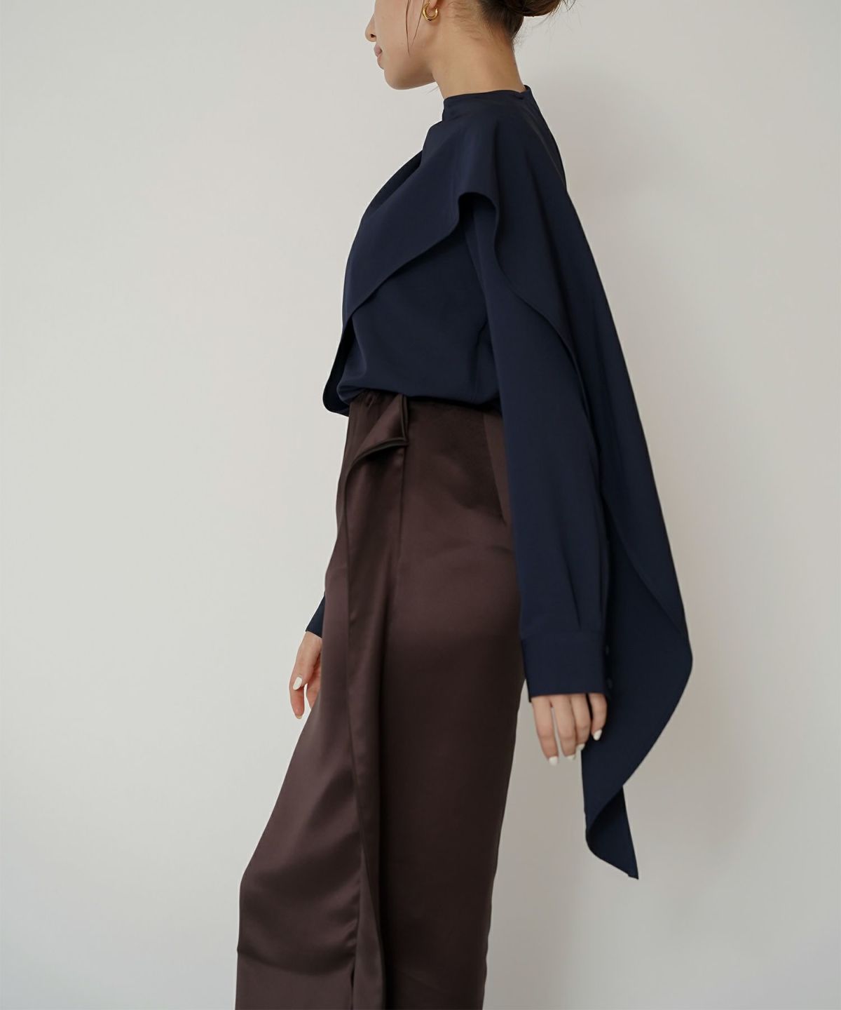 オフィス フォーマル デート サテンスカート Iラインスカート ロングスカート タイトスカート 韓国風 綺麗め 細見え カジュアル KINO THE KEI