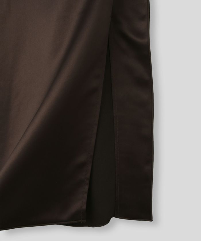 オフィス フォーマル デート サテンスカート Iラインスカート ロングスカート タイトスカート 韓国風 綺麗め 細見え カジュアル KINO THE KEI