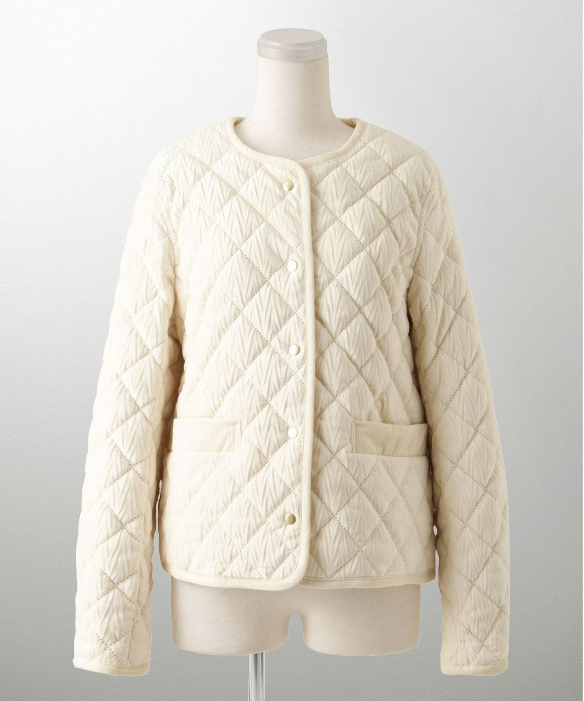 キルティング ベロア ジャケット ブルゾン アウター 大人カジュアル トレンド 秋 冬 アイボリー/サックス/ネイビー M