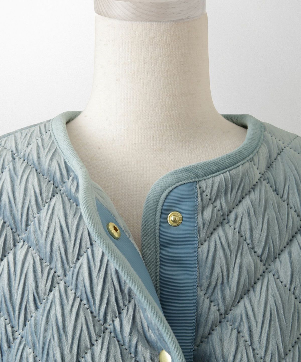 キルティング ベロア ジャケット ブルゾン アウター 大人カジュアル トレンド 秋 冬 アイボリー/サックス/ネイビー M