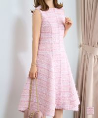 スぺシャルツイード フロントパールファスナー ワンピース Prima Scherrer