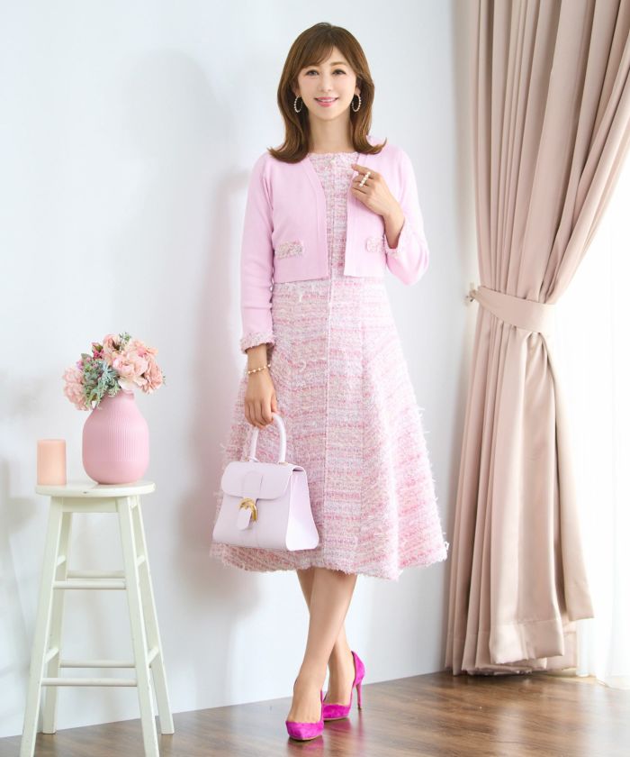 ニット ボレロ レディース ファッション きれいめ コーデ かわいい 大人 秋冬 春 白黒 ピンク ハイゲージ オフィス ショート丈 長袖