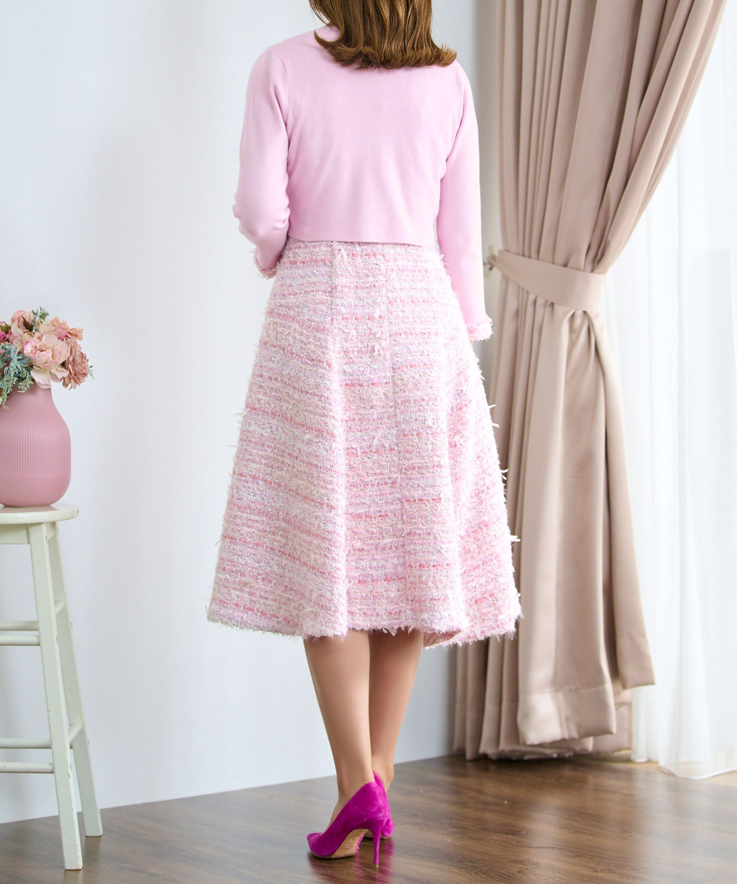 ニット ボレロ レディース ファッション きれいめ コーデ かわいい 大人 秋冬 春 白黒 ピンク ハイゲージ オフィス ショート丈 長袖