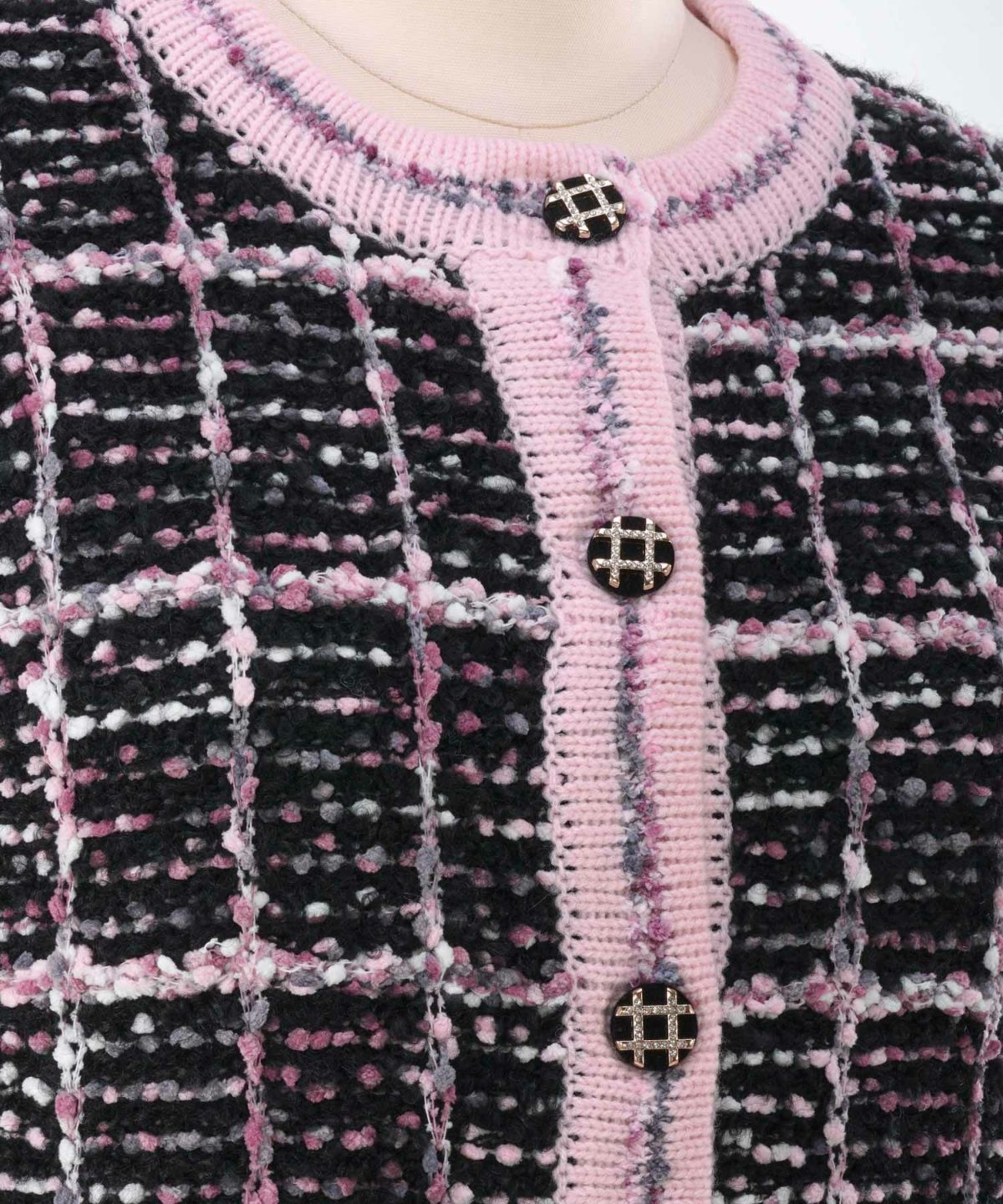 ニット トップス カーディガン ツイード調 アウター 羽織り チェック柄 カラフル オフィス きれいめ かわいい おしゃれ 秋冬春 長袖 ジョイントスペース