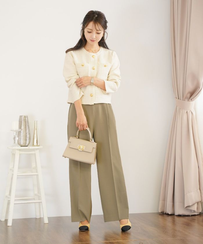 手洗い可 ボトムス パンツ ワイドパンツ センタープレス 上品 エレガント ジョイントスペース