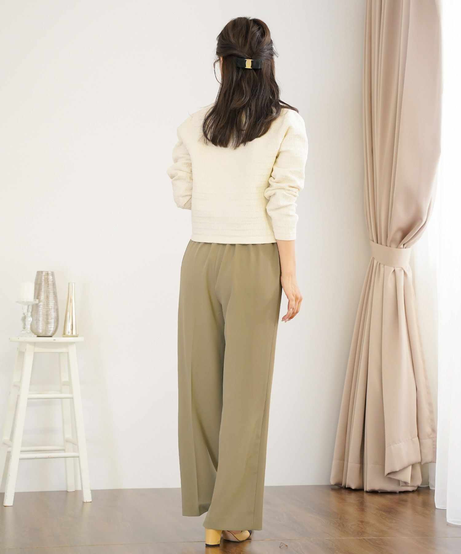 手洗い可 ボトムス パンツ ワイドパンツ センタープレス 上品 エレガント ジョイントスペース