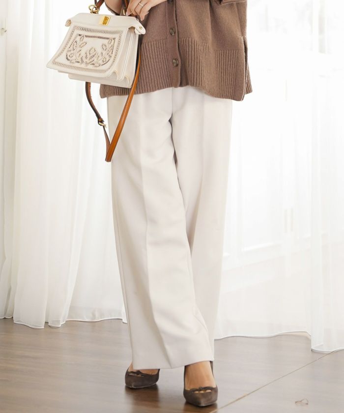 手洗い可 ボトムス パンツ ワイドパンツ センタープレス 上品 エレガント ジョイントスペース