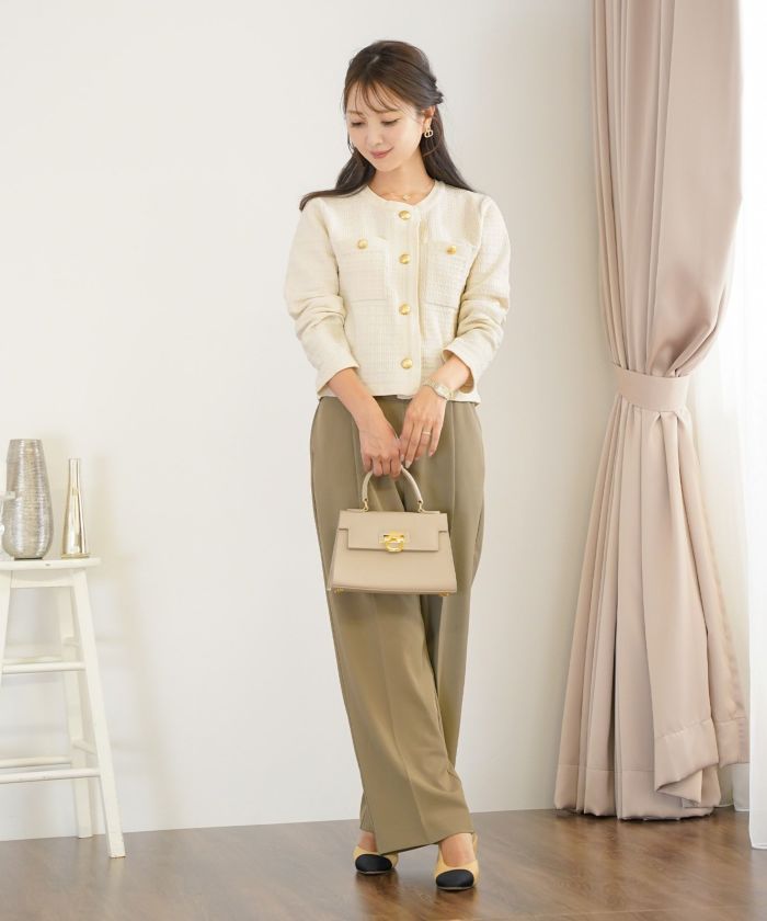 手洗い可 ボトムス パンツ ワイドパンツ センタープレス 上品 エレガント ジョイントスペース