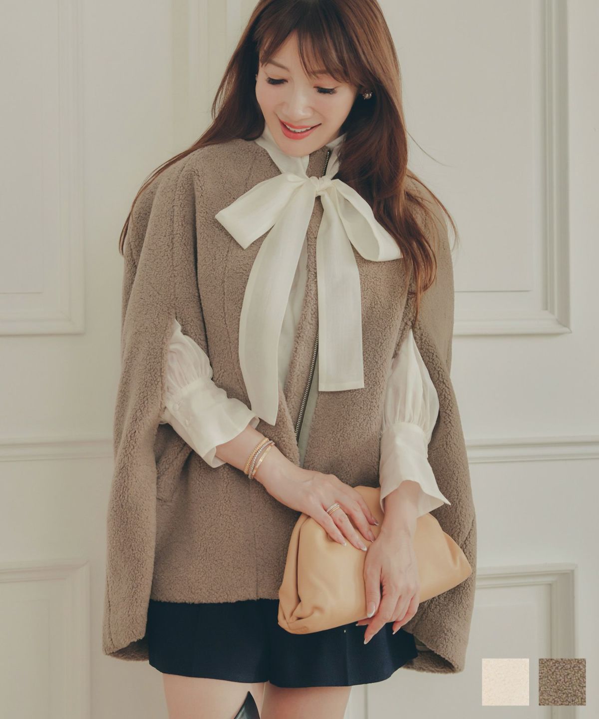 もこもこ ボア ポンチョ Liala×PG