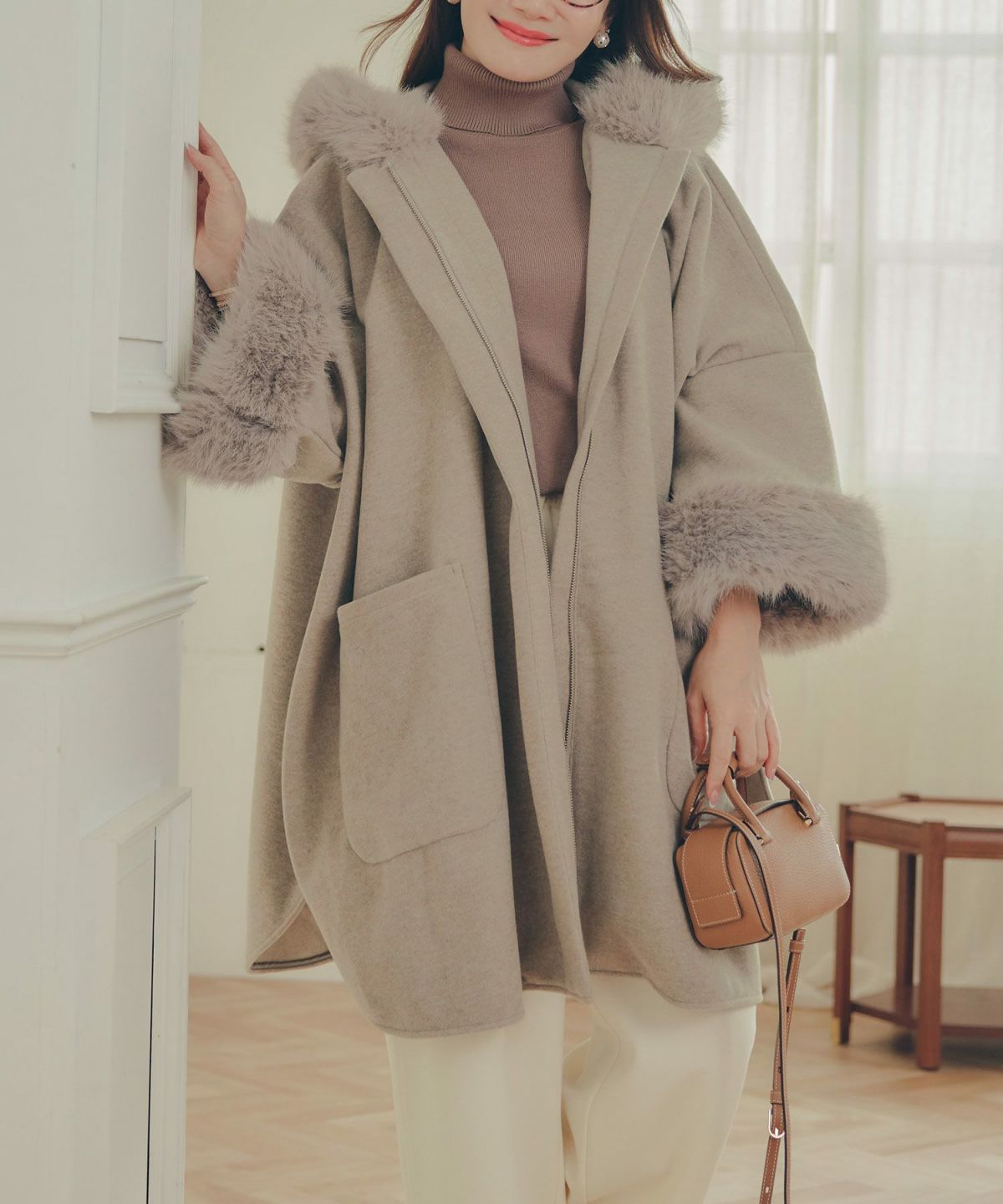 レディース 秋冬 大人可愛い 上品 きれいめ 大人カジュアル フェミニン フード ジョイントスペース