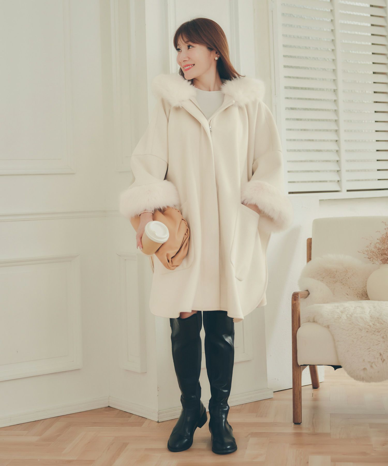 レディース 秋冬 大人可愛い 上品 きれいめ 大人カジュアル フェミニン フード ジョイントスペース