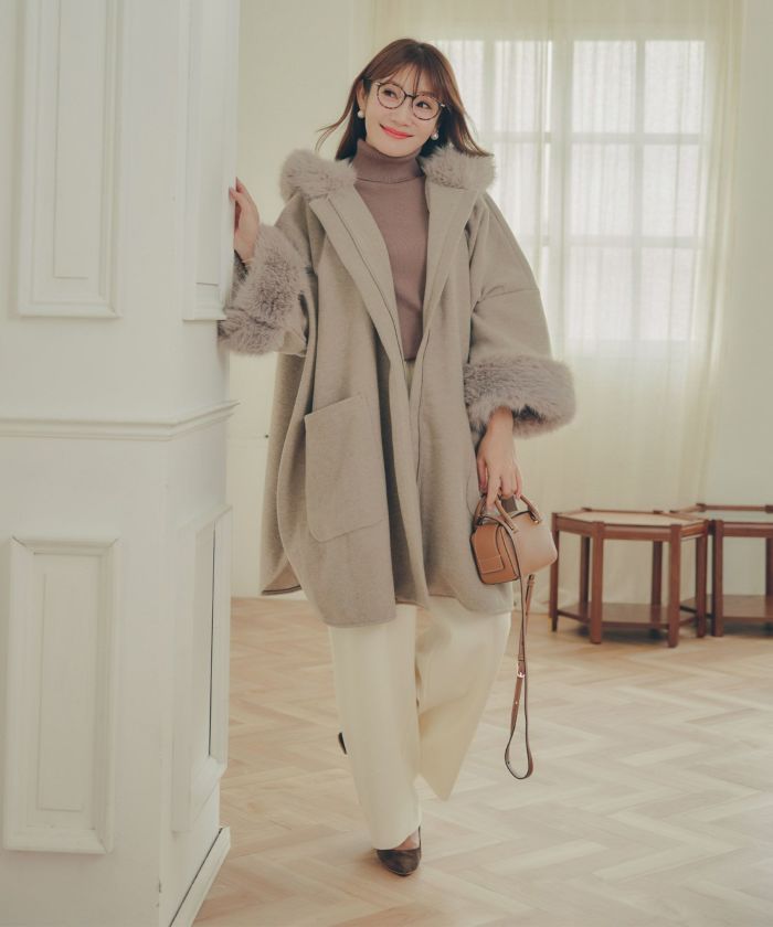 レディース 秋冬 大人可愛い 上品 きれいめ 大人カジュアル フェミニン フード ジョイントスペース