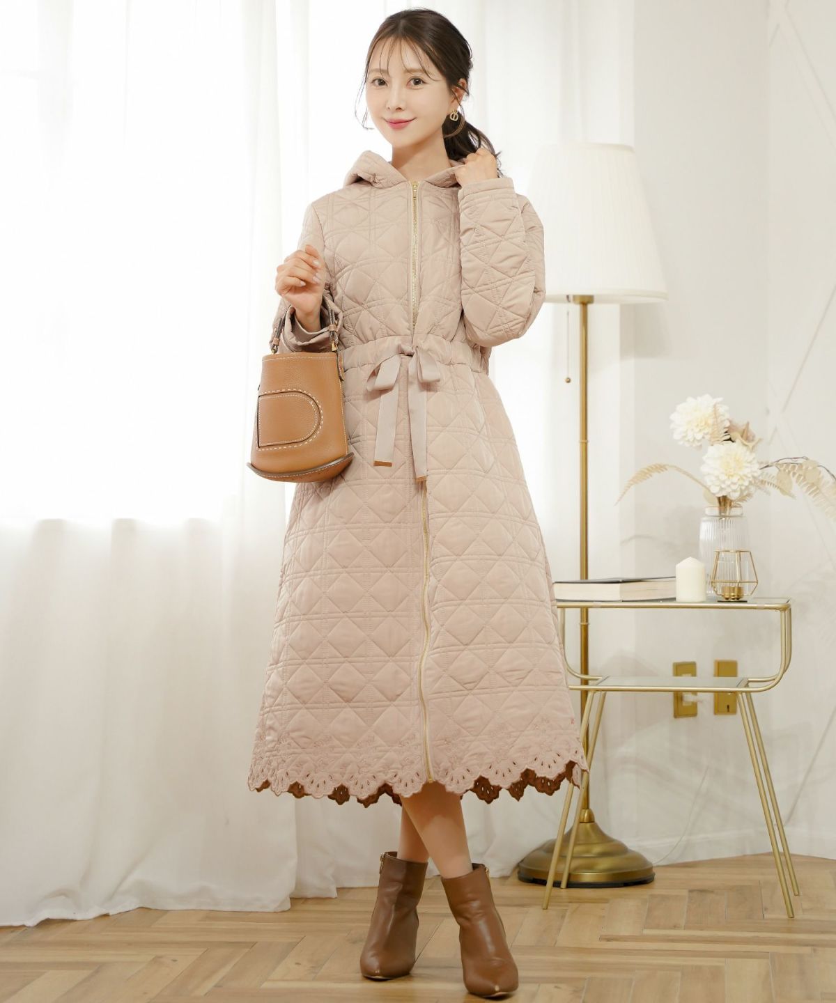 アウター キルティング ロング丈 中綿 ジョイントスペース