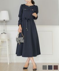 ウエストリボン ダンボールニット クラシカル ワンピース le reve vaniller