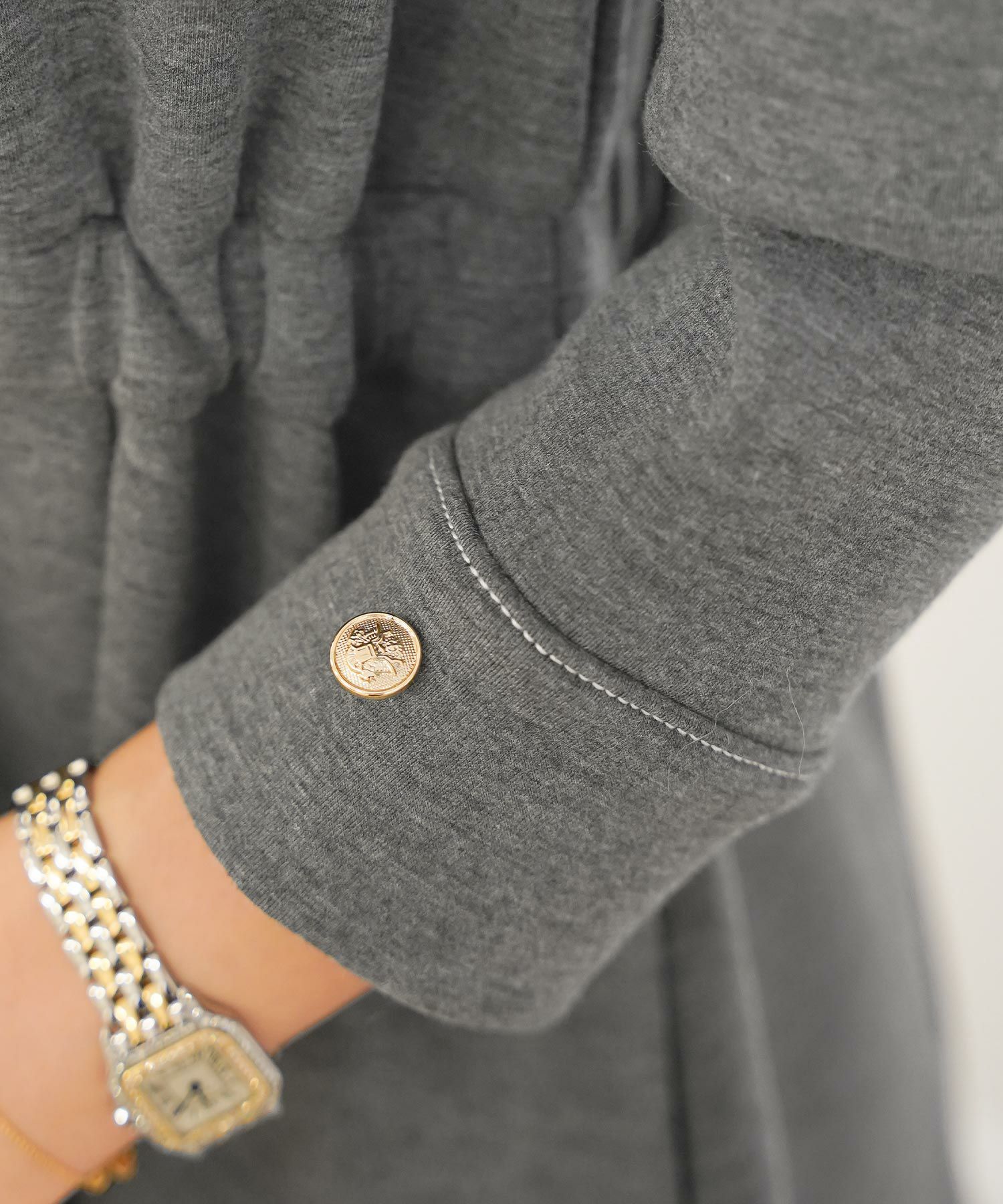 ワンピース 上品 ダンボールニット カットソー きれいめ クルーネック リボン ジョイントスペース