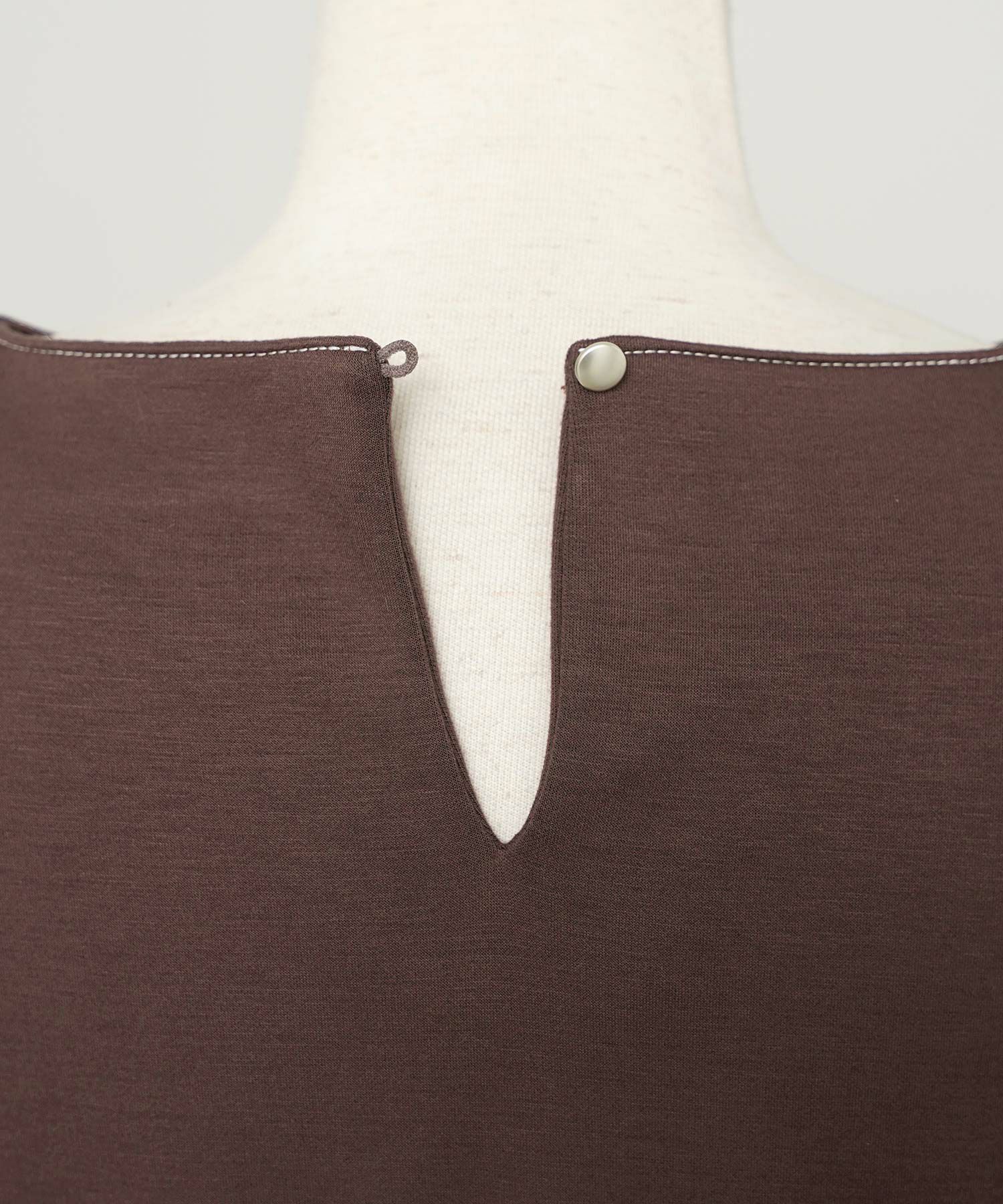 ワンピース 上品 ダンボールニット カットソー きれいめ クルーネック リボン ジョイントスペース