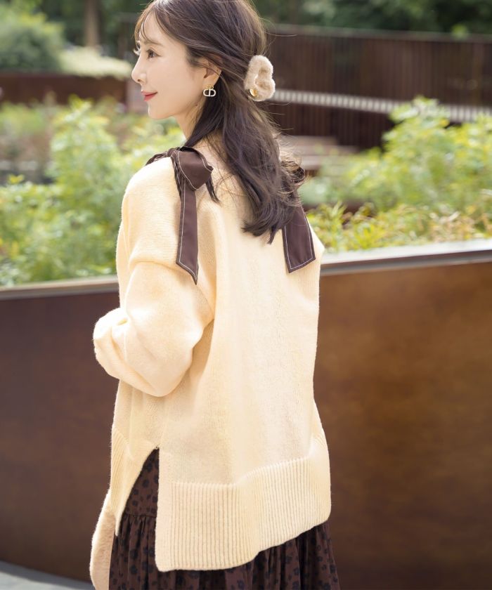 ゆるふわ ハート刺繍 カーディガン le reve vaniller 全4色｜lvn441