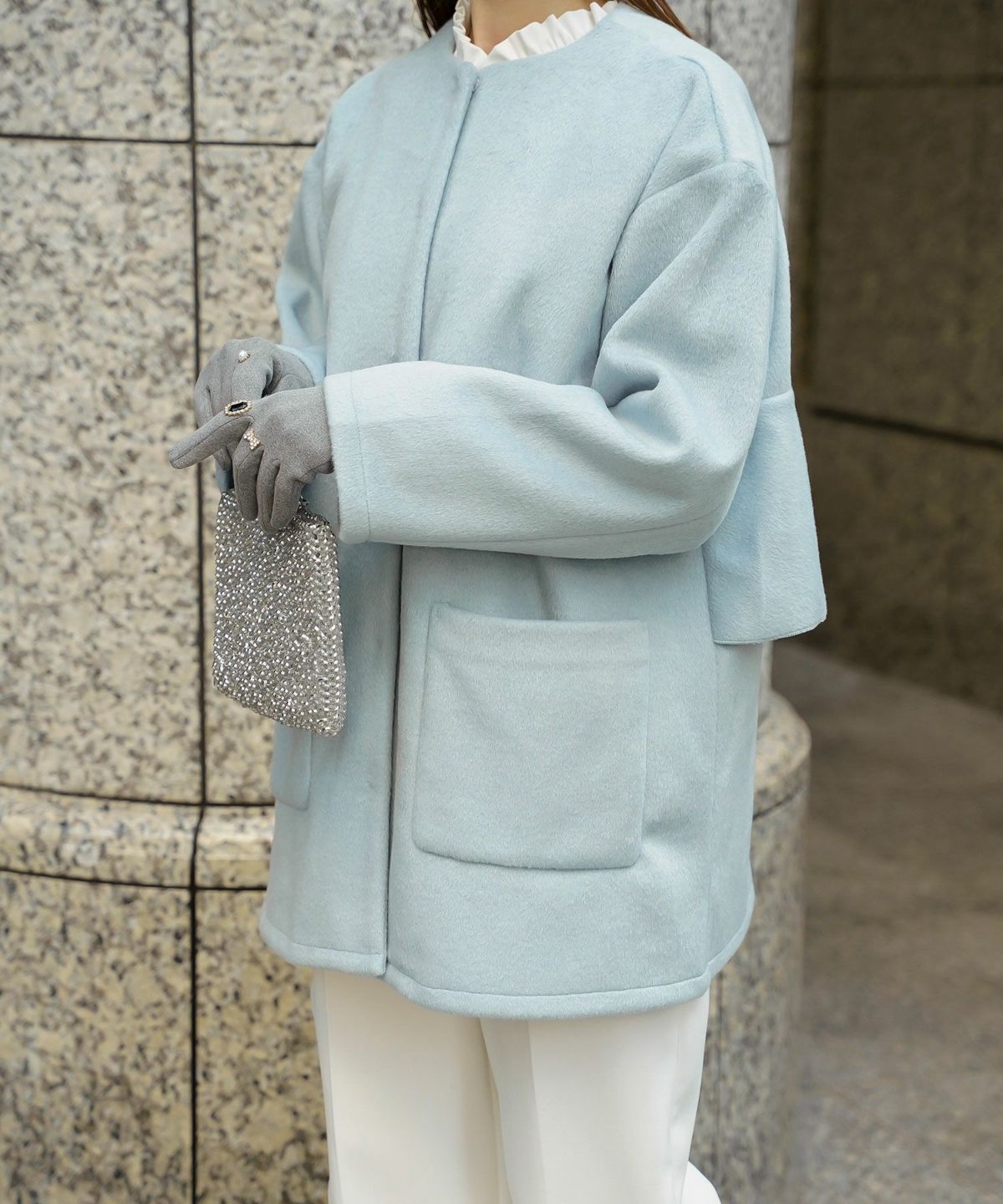 ビジュー リング グローブ レディース グローブ 手袋 シンプル ジュエリー 裏起毛 防寒 秋 冬 ベージュ/ブラック