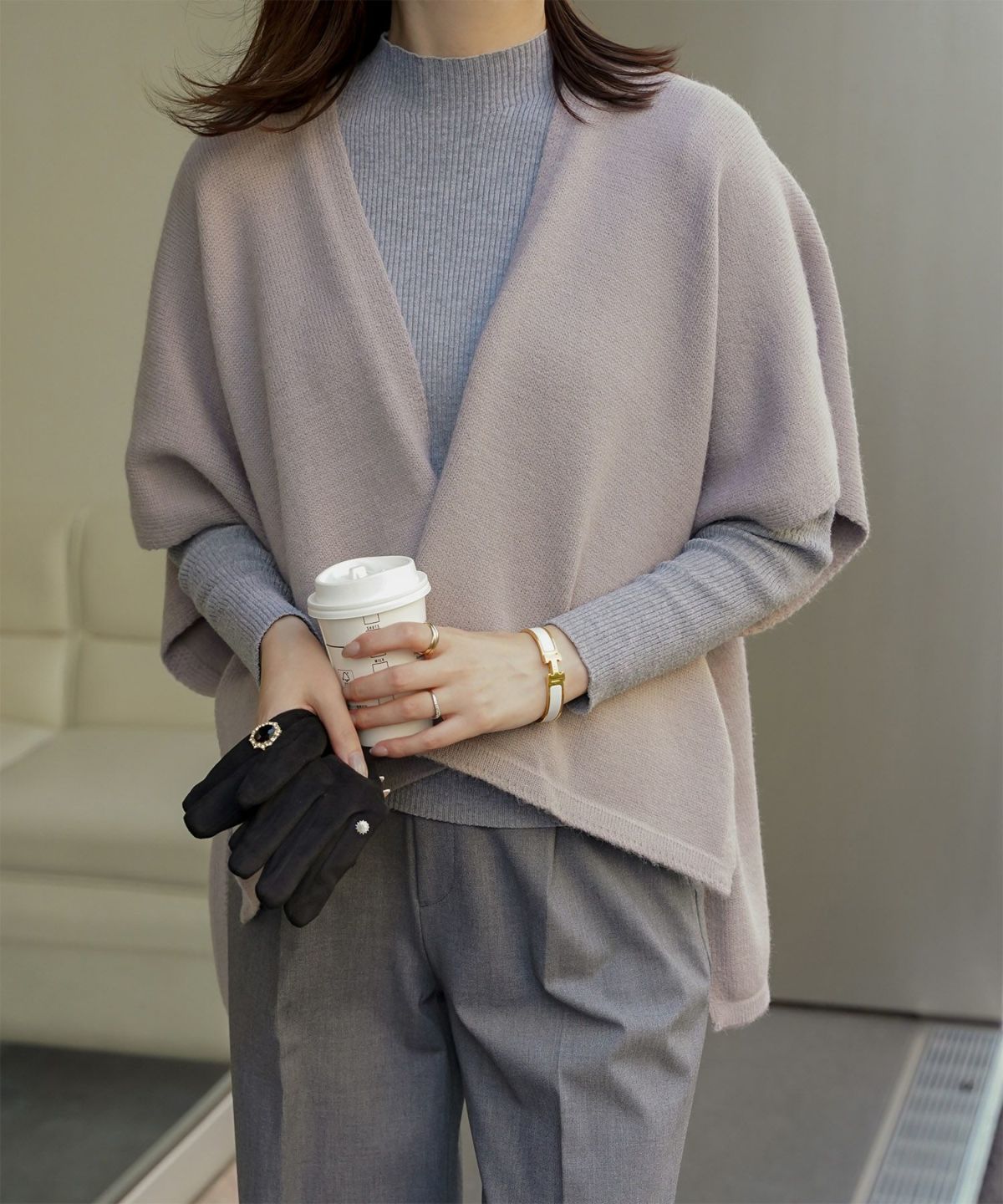 ビジュー リング グローブ レディース グローブ 手袋 シンプル ジュエリー 裏起毛 防寒 秋 冬 ベージュ/ブラック