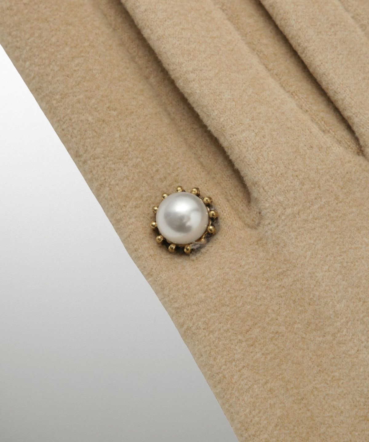 ビジュー リング グローブ レディース グローブ 手袋 シンプル ジュエリー 裏起毛 防寒 秋 冬 ベージュ/ブラック