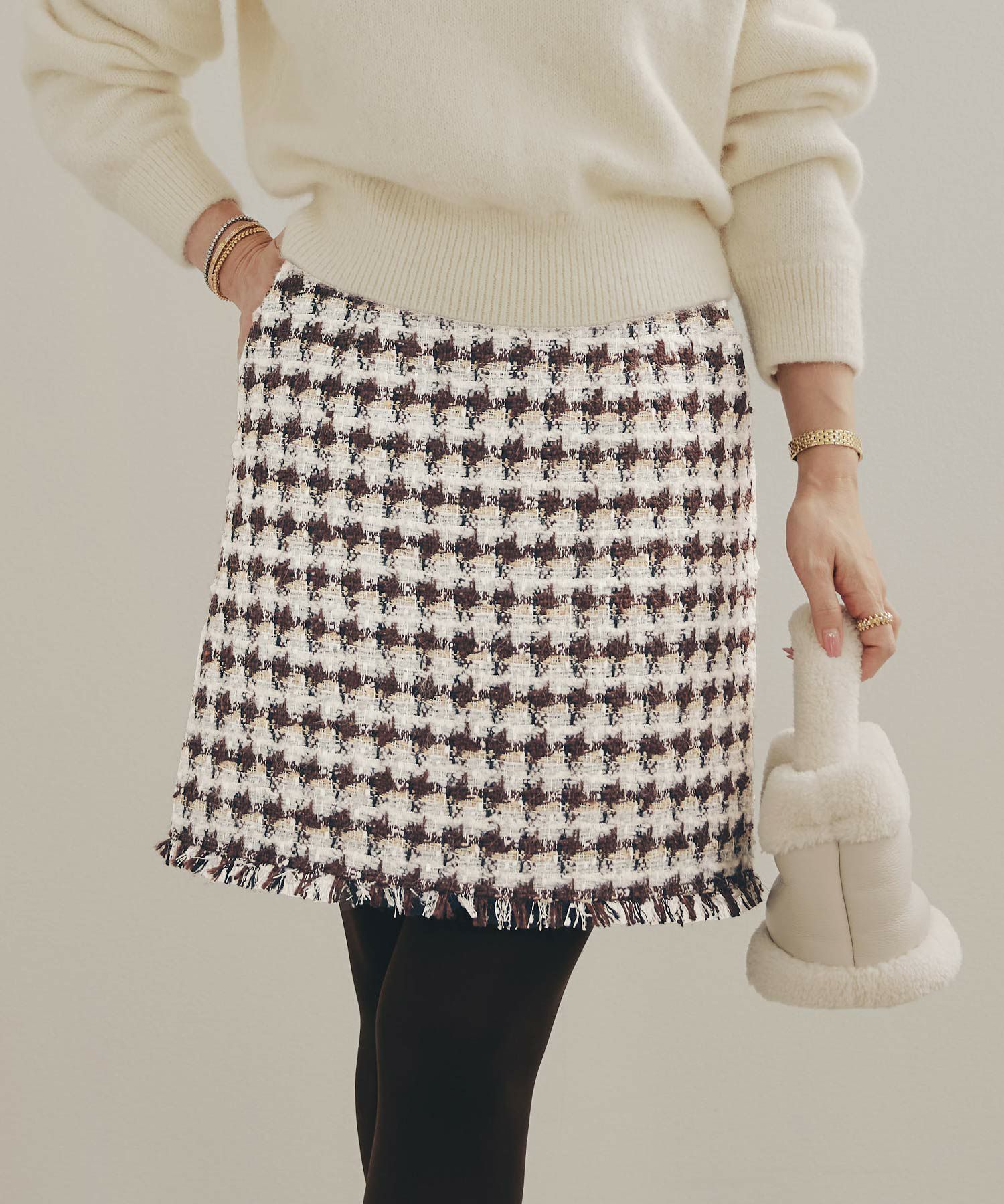 手洗い可 レディース 秋冬 大人可愛い 上品 きれいめ 大人カジュアル 柄 フェミニン ジョイントスペース