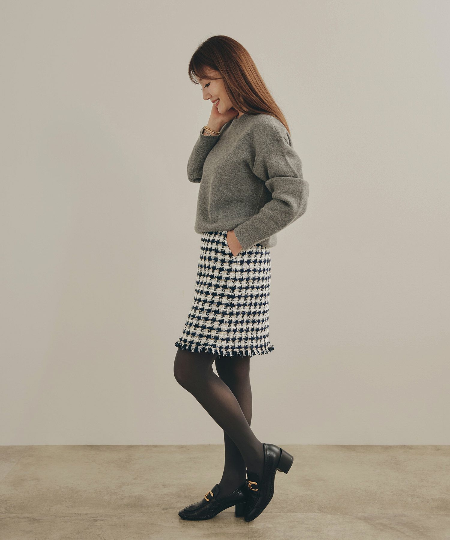 手洗い可 レディース 秋冬 大人可愛い 上品 きれいめ 大人カジュアル 柄 フェミニン ジョイントスペース