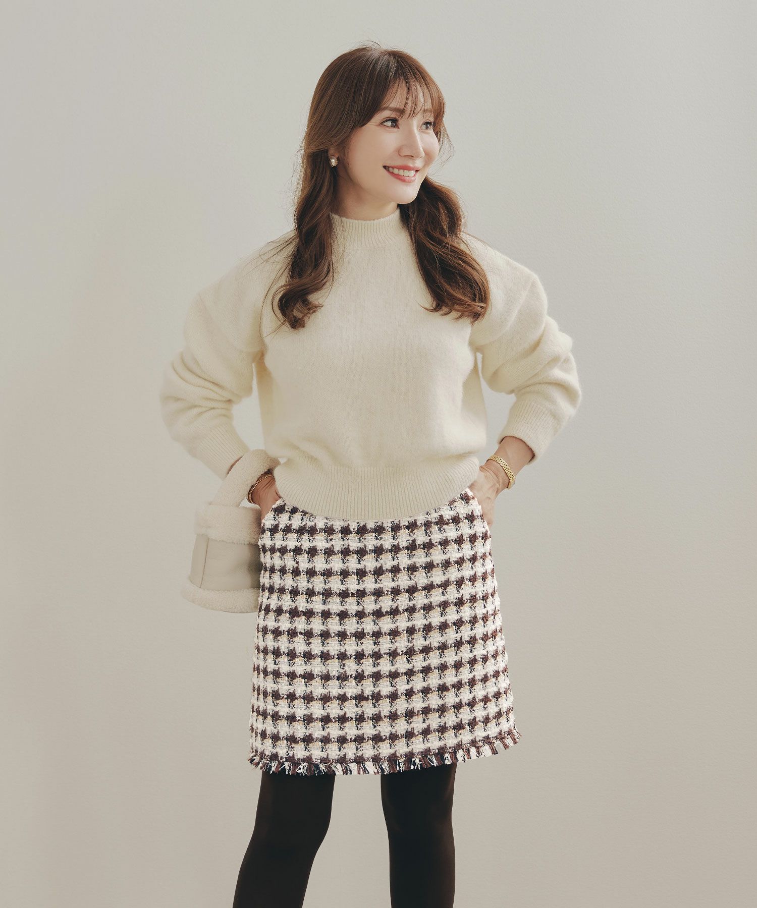 手洗い可 レディース 秋冬 大人可愛い 上品 きれいめ 大人カジュアル 柄 フェミニン ジョイントスペース