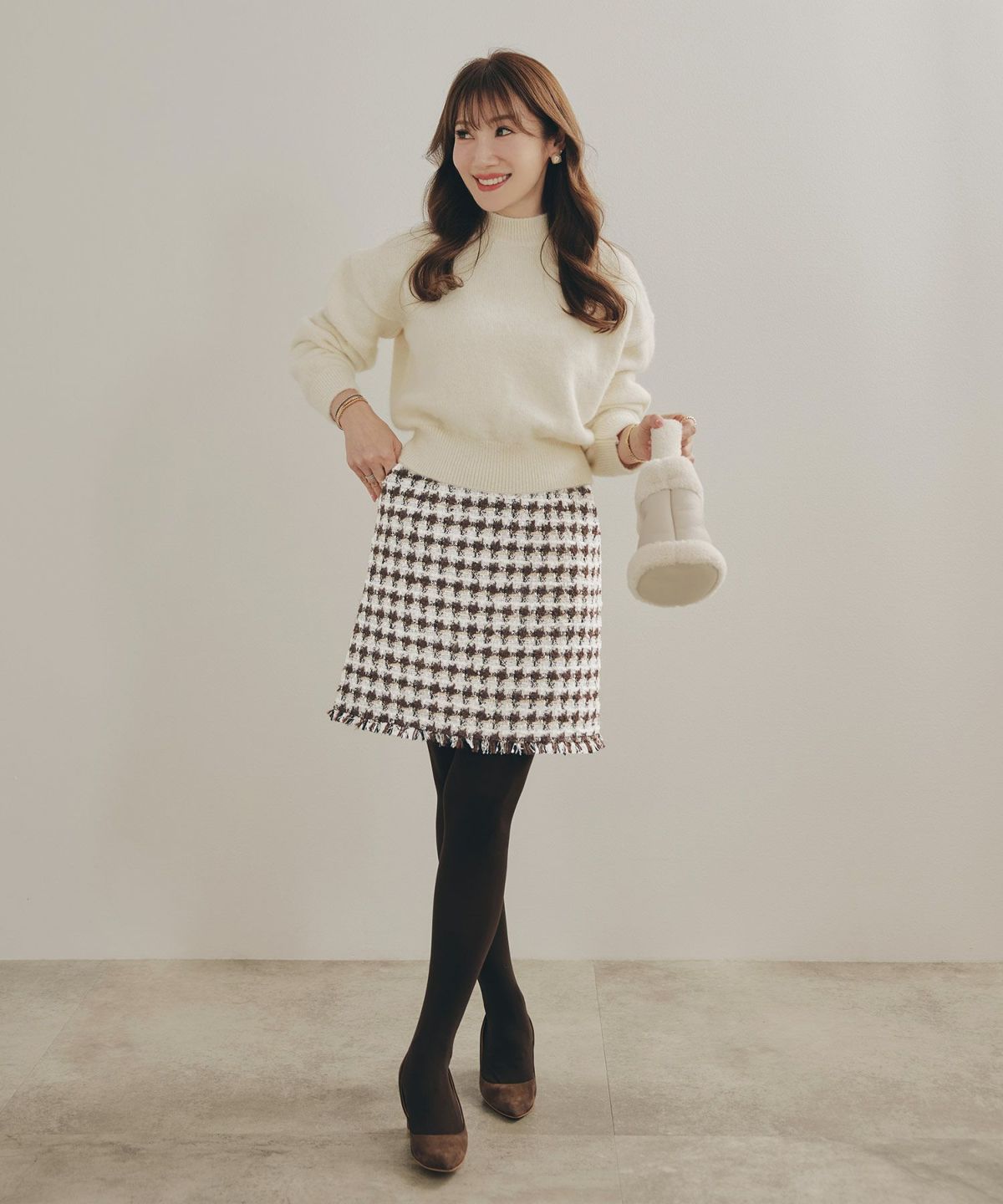 手洗い可 レディース 秋冬 大人可愛い 上品 きれいめ 大人カジュアル 柄 フェミニン ジョイントスペース